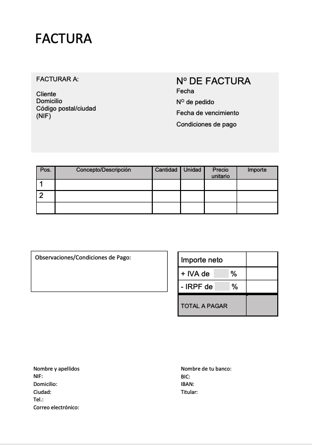 Plantillas De Factura Gratis Para Aut nomos YOZJI
